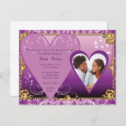 結婚式招待状テンプレートの挿入写真 招待状 (正面/裏面)