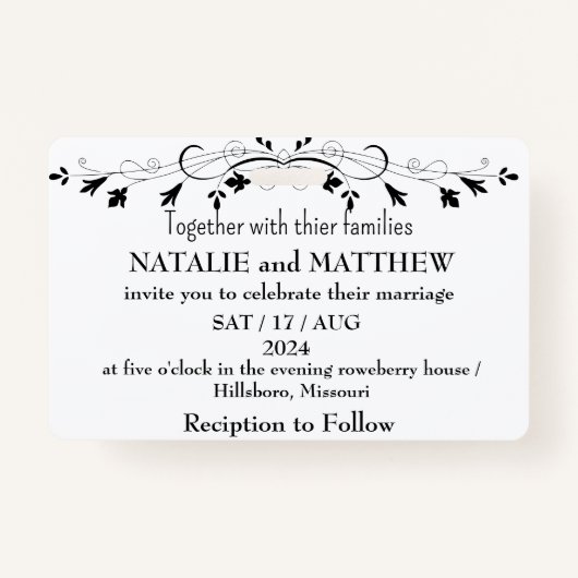 結婚式招待状テンプレートSe バッジ (正面)