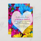 結婚式招待状デイジーカラフル花ハート 招待状 (正面/裏面)