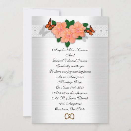 結婚式招待状ハイビスカス 招待状 (正面)