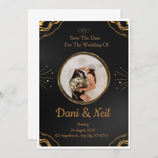 結婚式招待状ハート効果ラブストーリー 招待状 (正面/裏面)