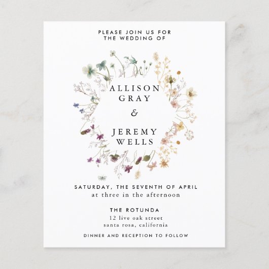 結婚式招待状バジェットフライヤー チラシ (正面)