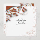 結婚式招待状バーンドオレンジ&ホワイトフローラ 招待状 (正面/裏面)