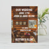 結婚式招待状パーソナライズされたログキャビンロッジ 招待状 (スタンド正面)