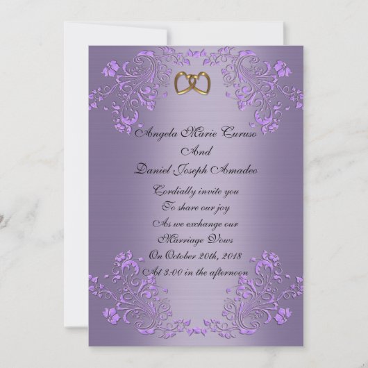 結婚式招待状パープルサテンルック 招待状 (正面)