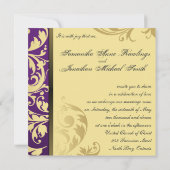 結婚式招待状パープル金ゴールドきらめくフローラ 招待状 (裏面)