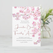 結婚式招待状ピンクさくらんぼ花2024 招待状 (スタンド正面)