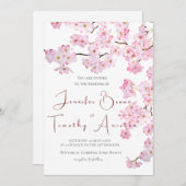結婚式招待状ピンクさくらんぼ花2024 招待状 (正面/裏面)