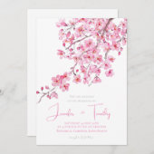 結婚式招待状ピンクさくらんぼ花 招待状 (正面/裏面)