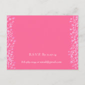 結婚式招待状ピンクの渦巻きと花 インビテーションポストカード (裏面)