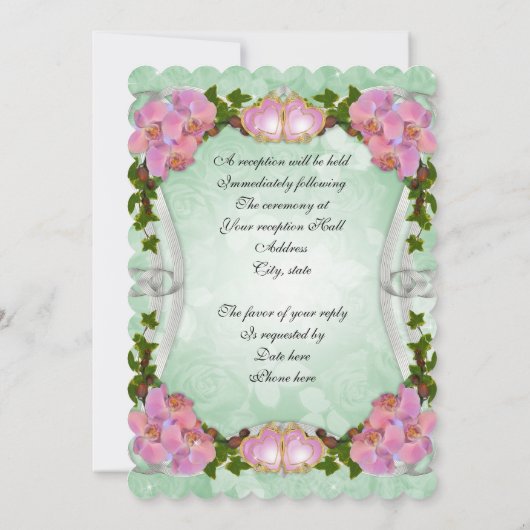 結婚式招待状ピンクの蘭 招待状 (裏面)