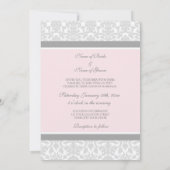 結婚式招待状ピンクグレーホワイトダマスク 招待状 (裏面)