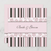 結婚式招待状ピンクストライプ 招待状 (正面/裏面)