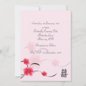 結婚式招待状ピンクブロッサムダブル幸せ 招待状 (裏面)