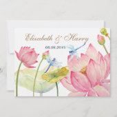 結婚式招待状ピンクロータス&ブルードラゴンフライ 招待状 (正面)