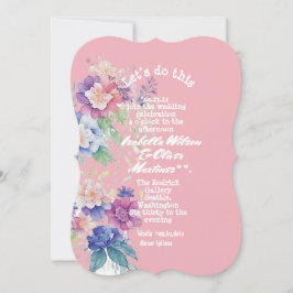 結婚式招待状ピンク色フローラ 招待状