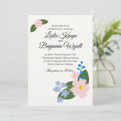 結婚式招待状ピンク花 招待状 (スタンド正面)