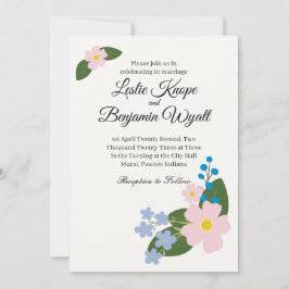 結婚式招待状ピンク花 招待状