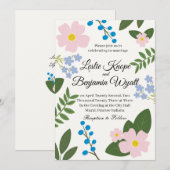 結婚式招待状ピンク花 招待状 (正面/裏面)