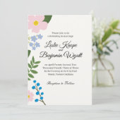 結婚式招待状ピンク花 招待状 (スタンド正面)