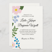 結婚式招待状ピンク花 招待状 (正面/裏面)