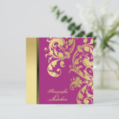 結婚式招待状ピンク金ゴールドきらめくフローラ旋回 招待状 (スタンド正面)