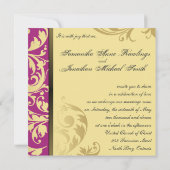 結婚式招待状ピンク金ゴールドきらめくフローラ旋回 招待状 (裏面)