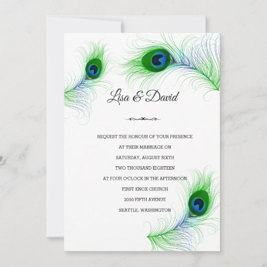 結婚式招待状ピーコックフェザー招待状 招待状 (正面)