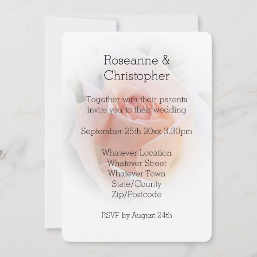 結婚式招待状ピーチピンクローズブド 招待状 (裏面)