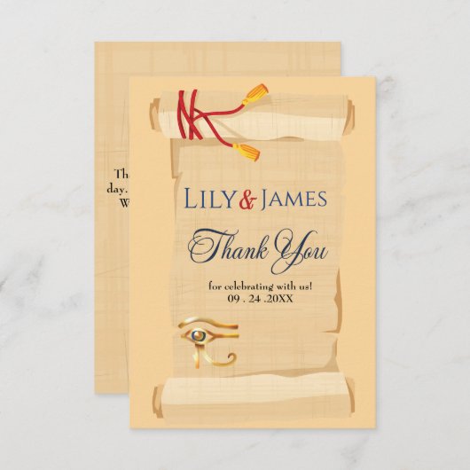結婚式招待状ファラオン伝統オンパピルス サンキューカード (正面/裏面)