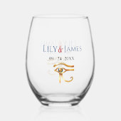 結婚式招待状ファラオン伝統オンパピルス ステムなしワイングラス (正面)