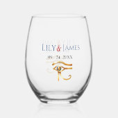 結婚式招待状ファラオン伝統オンパピルス ステムなしワイングラス (裏面)