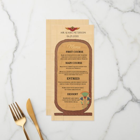 結婚式招待状ファラオン伝統オンパピルス メニュー (正面/裏面インサイチュ)