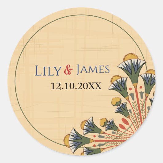 結婚式招待状ファラオン伝統オンパピルス ラウンドシール (正面)