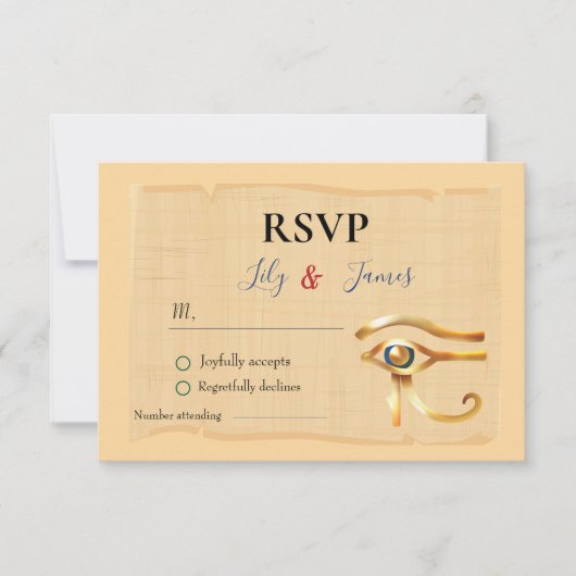 結婚式招待状ファラオン伝統オンパピルス 出欠カード (正面)