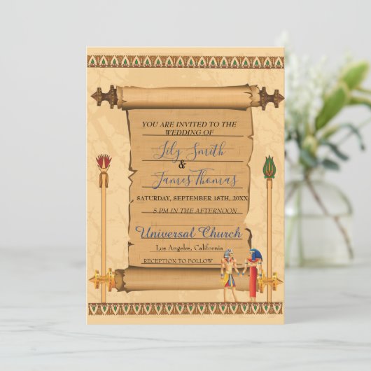 結婚式招待状ファラオン伝統オンパピルス 招待状 (スタンド正面)