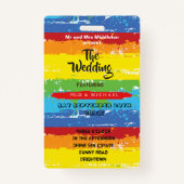 結婚式招待状フェスティバルレインボーおもしろい バッジ (正面)