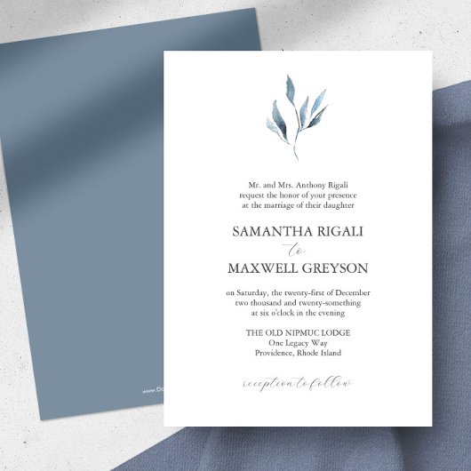 結婚式招待状フォーマルズダスティブルーボタニカル 招待状