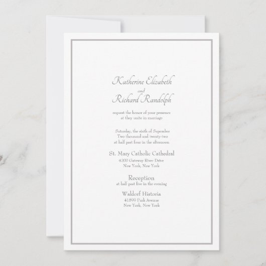 結婚式招待状フォーマルリストに親なし 招待状 (正面)