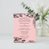 結婚式招待状ブラックオンピンクヴィンテージ花 インビテーションポストカード (スタンド正面)
