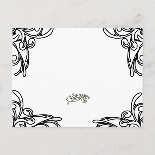 結婚式招待状ブラックコーナーが白に旋回 インビテーションポストカード (裏面)