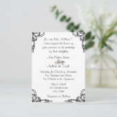 結婚式招待状ブラックコーナーが白に旋回 インビテーションポストカード (スタンド正面)