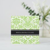 結婚式招待状ブラックライムダマスクパターン 招待状 (スタンド正面)