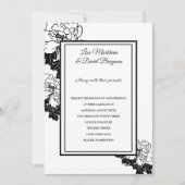 結婚式招待状ブラック&ホワイトフローラ招待状 招待状 (正面)