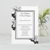 結婚式招待状ブラック&ホワイトフローラ招待状 招待状 (スタンド正面)