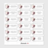 結婚式招待状ブルゴーニュフローラアドレス シール (シート)