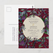 結婚式招待状ブルゴーニュフローラリーフ金ゴールド枠 ポストカード (正面/裏面)