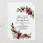 結婚式招待状ブルゴーニュ手絵を描フローラ 招待状 (正面/裏面)