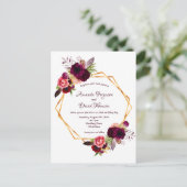 結婚式招待状ブルゴーニュ花模様幾何学模様 ポストカード (スタンド正面)