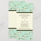 結婚式招待状ブルーさくらんぼブロッサム 招待状 (正面/裏面)